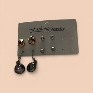 Fashion Jewelry Gold and Silver Earring Trio